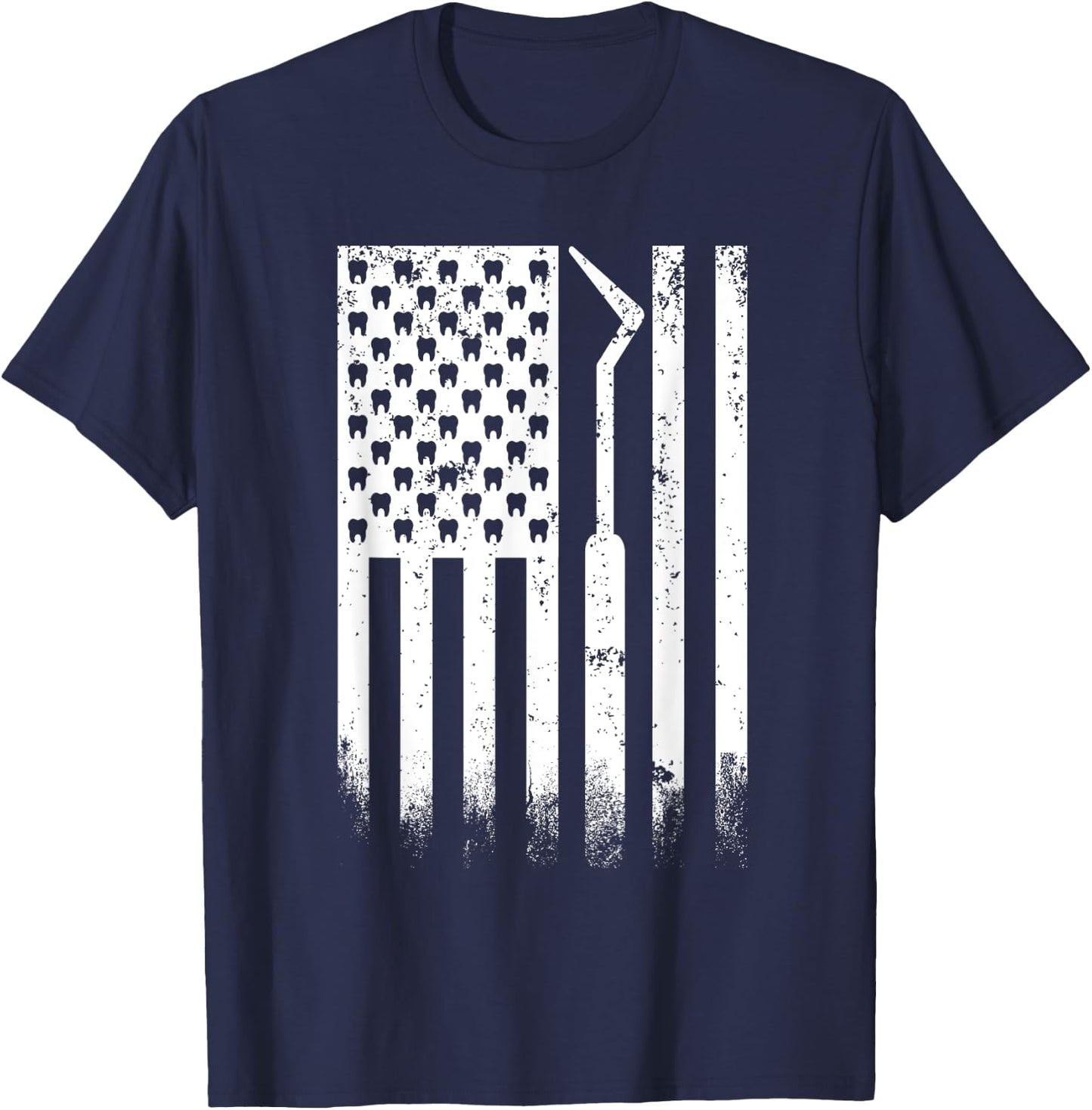 Patriotic Dentist American Flag USA Tooth US Flag dental T-Shirt - T-Shirt | Navy