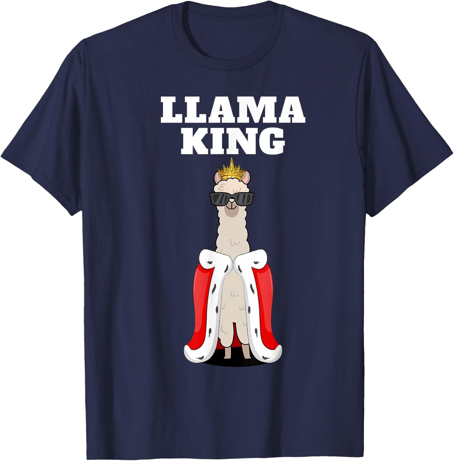 Llama King | Boys Llama | Llama , Black T-Shirt - T-Shirt | Navy
