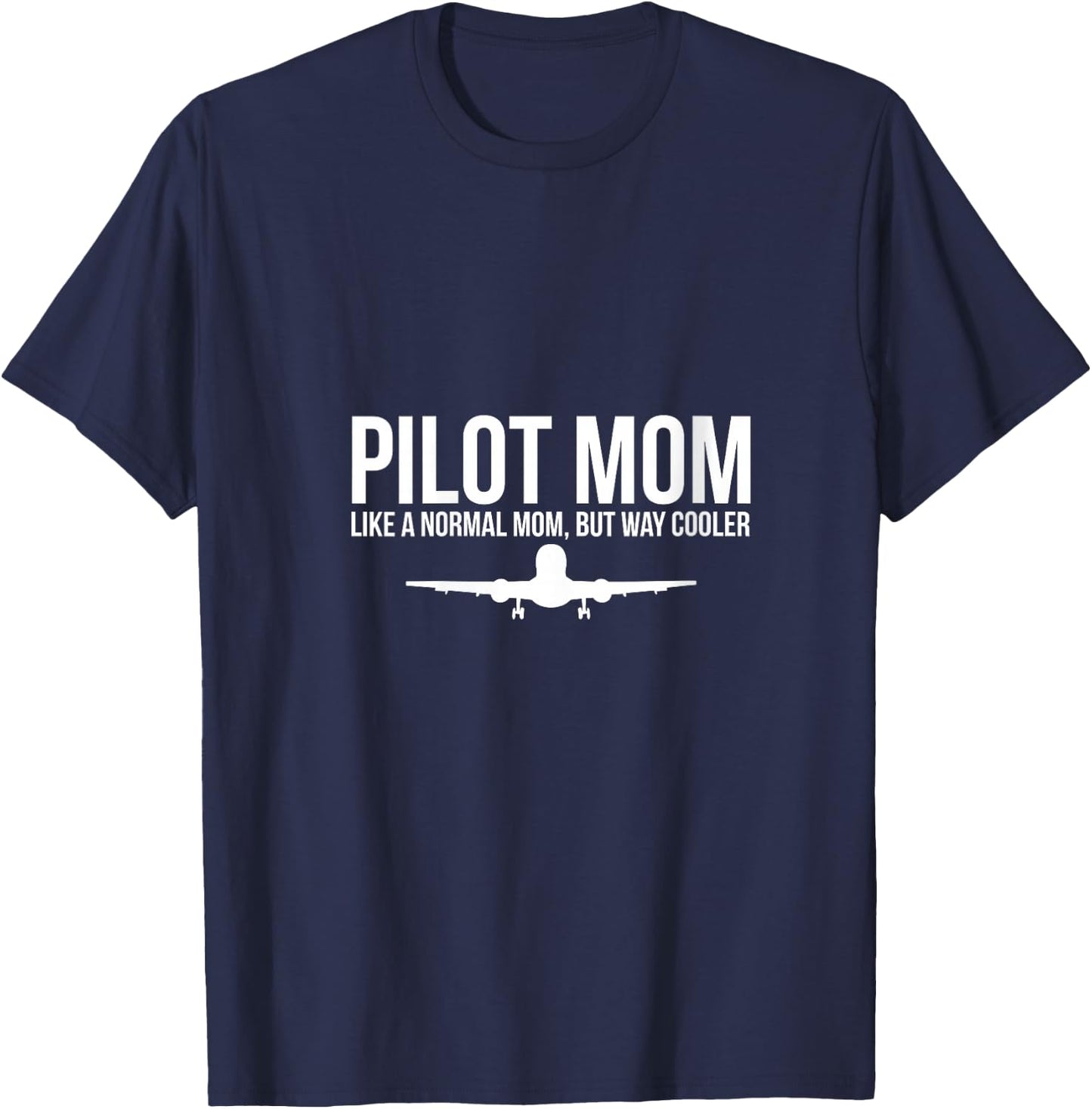 Women's Pilot Mom Like Normal Mom But Way Cooler Airplane V-Neck T-Shirt - T-Shirt | Navy