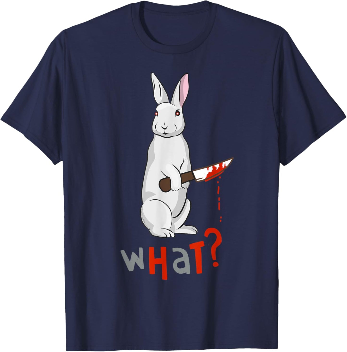 Funny Scary Eyed Killer Rabbit Adult Humour T-Shirt - T-Shirt | Navy