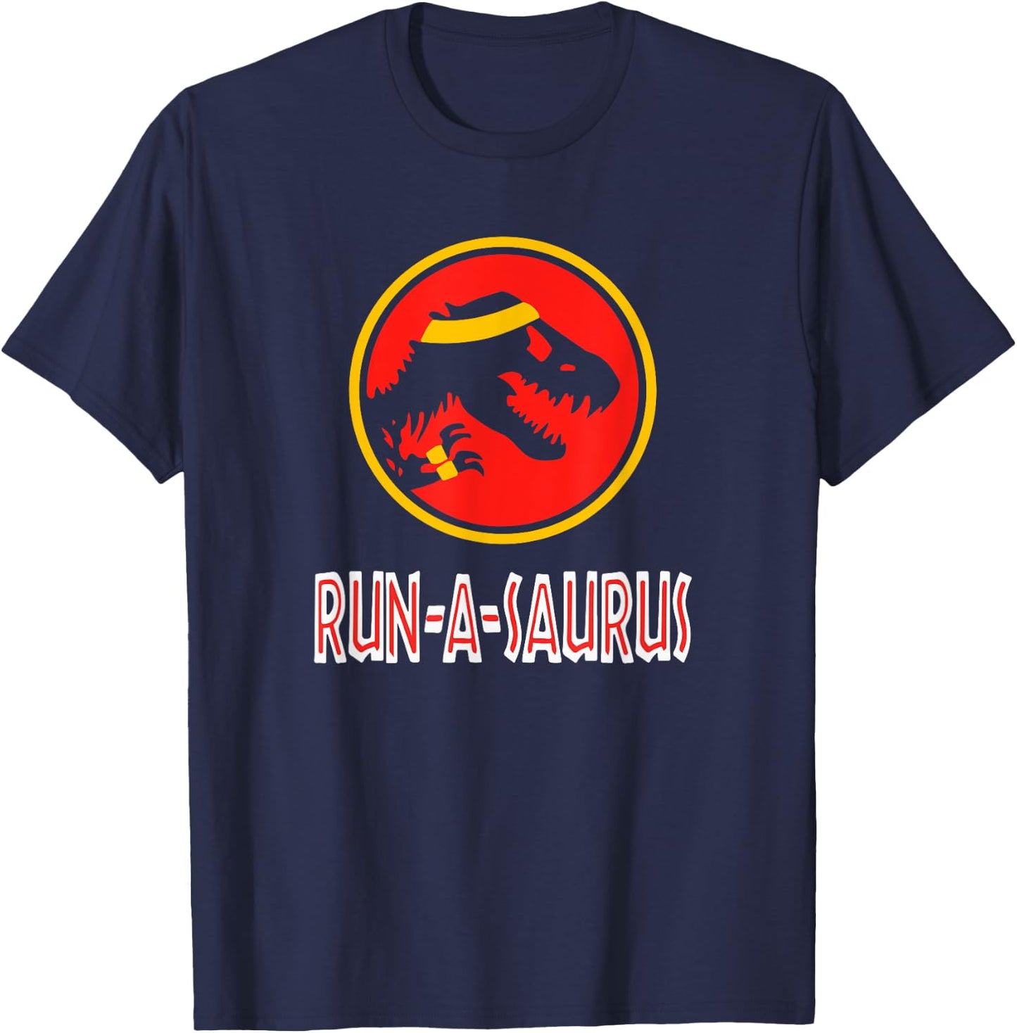 Funny Cute 5k 10k Dinosaur Run-A-Saurus Marathon Runner T-Shirt - T-Shirt | Navy