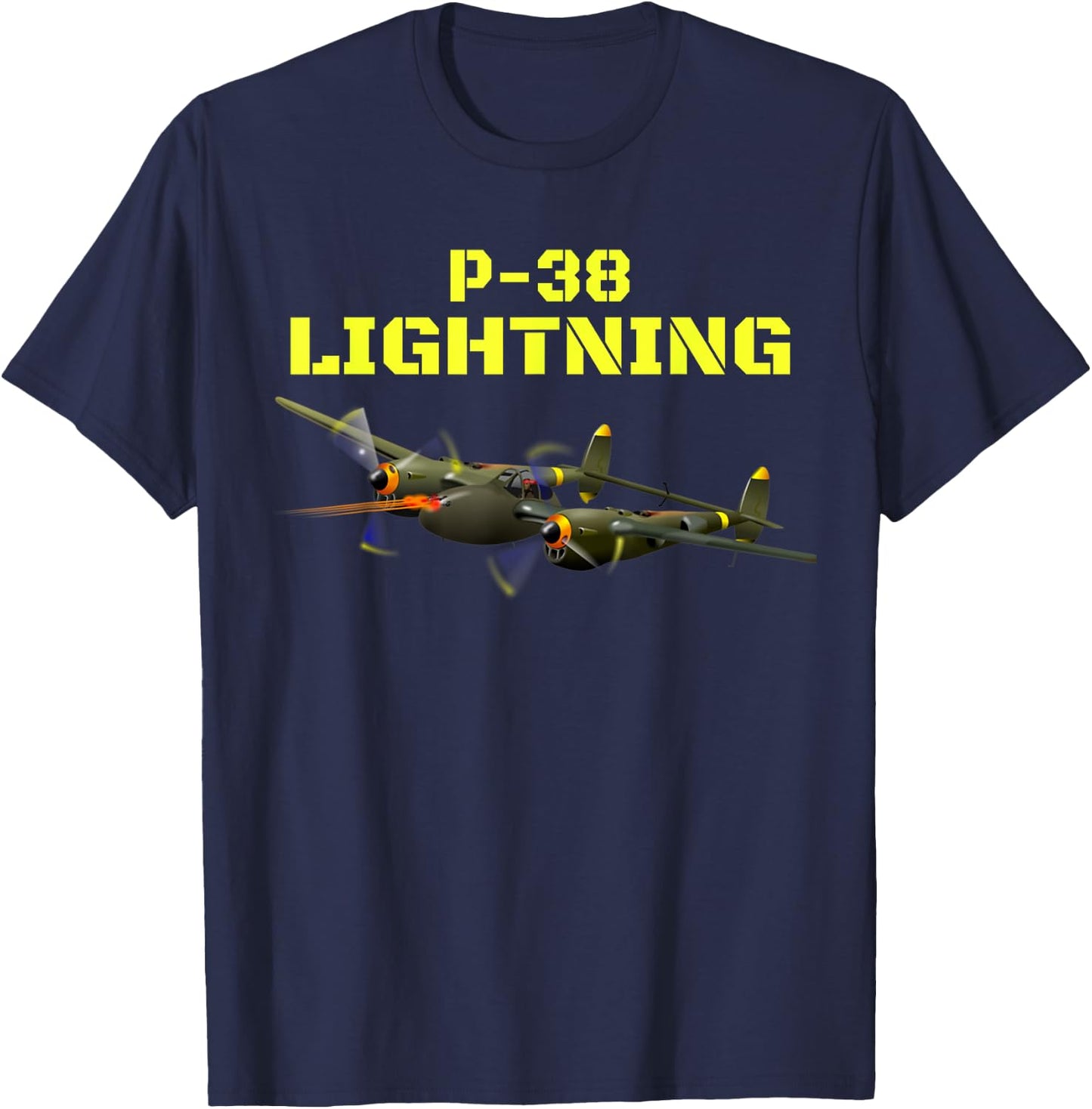 The great twin engine, P-38 Lightning Aviation . T-Shirt - T-Shirt | Navy