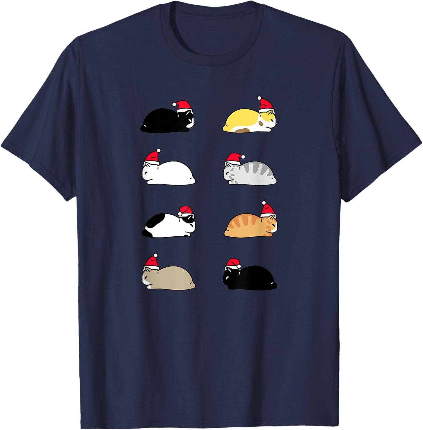 Sleeping Christmas Cats Pets Kittys Kitten T-Shirt - T-Shirt | Navy