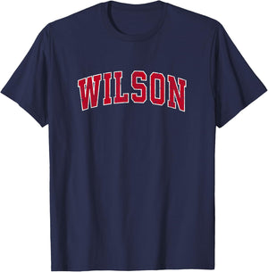 Wilson North Carolina NC Vintage Sports Design Red Design T-Shirt - T-Shirt | Navy