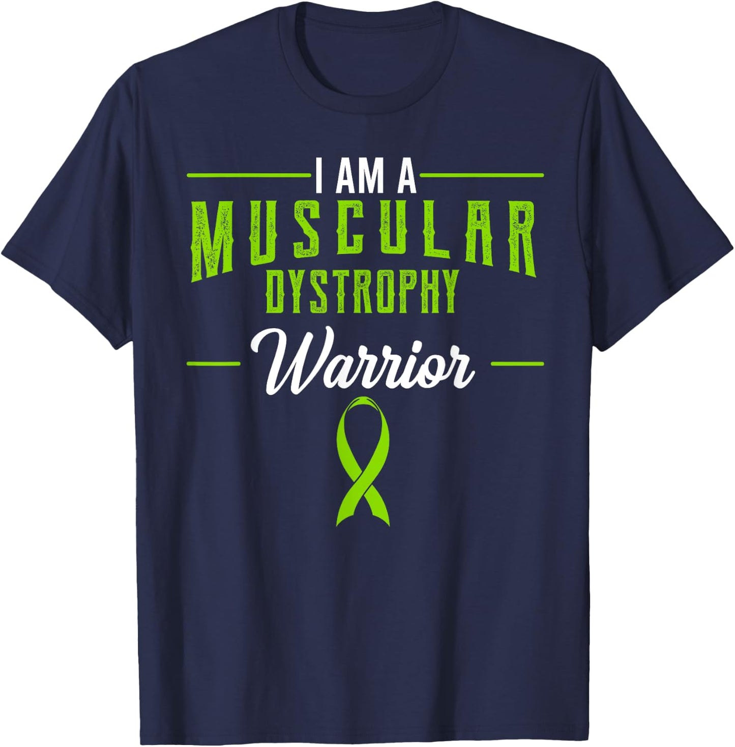 Muscular Dystrophy Awareness Ribbon Muscle Disorder Warrior T-Shirt - T-Shirt | Navy