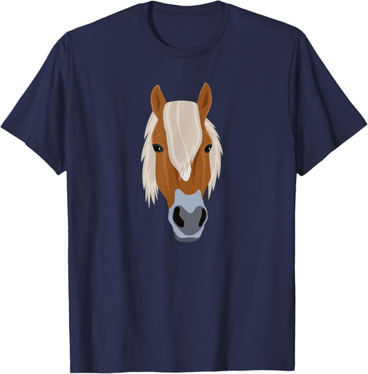 Haflinger Horse Head without Alps Edelweiss Flowers for Riders T-Shirt - T-Shirt | Navy