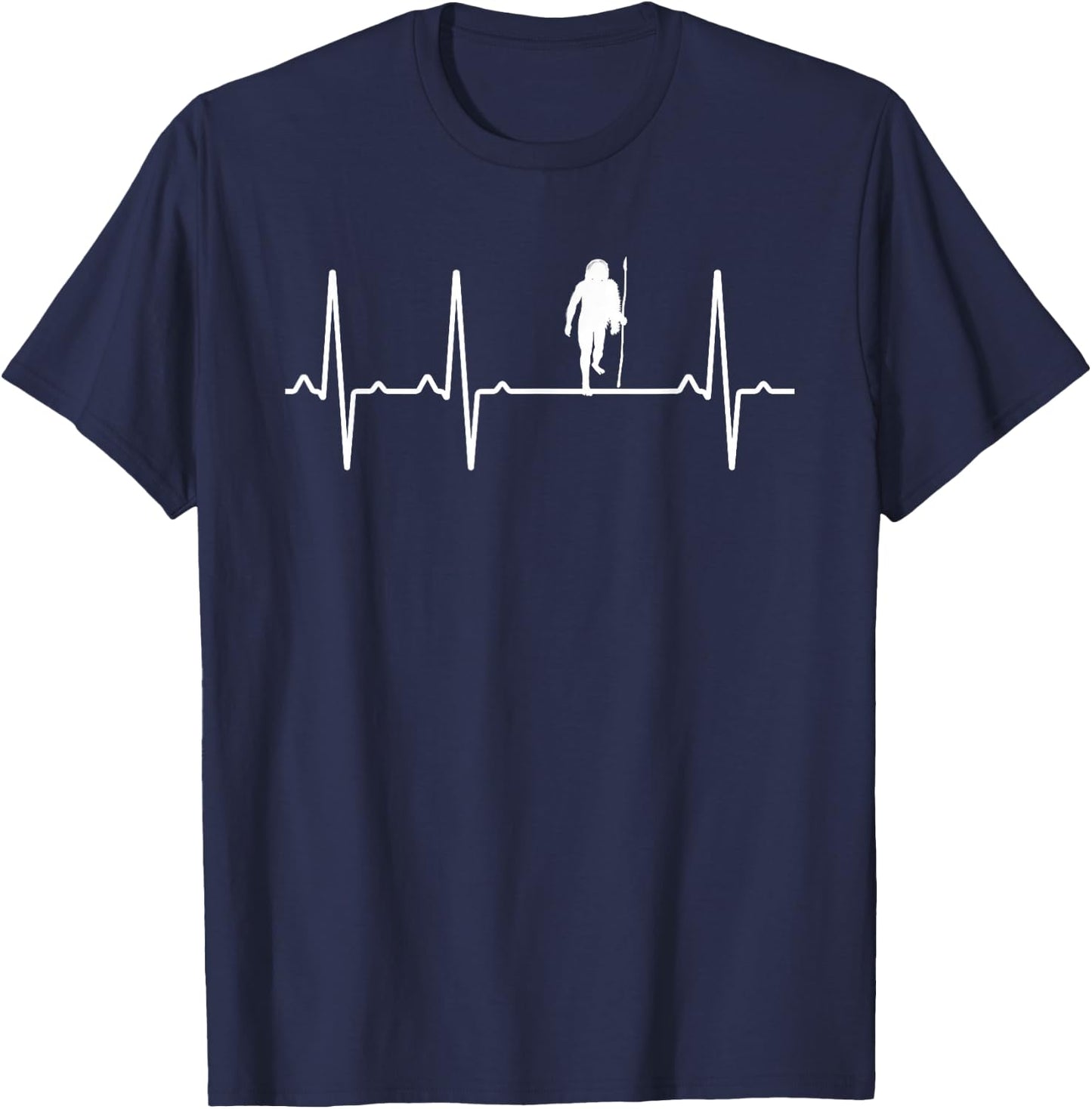 Neanderthal Heartbeat Gift Women Primate Lover T-Shirt - T-Shirt | Navy