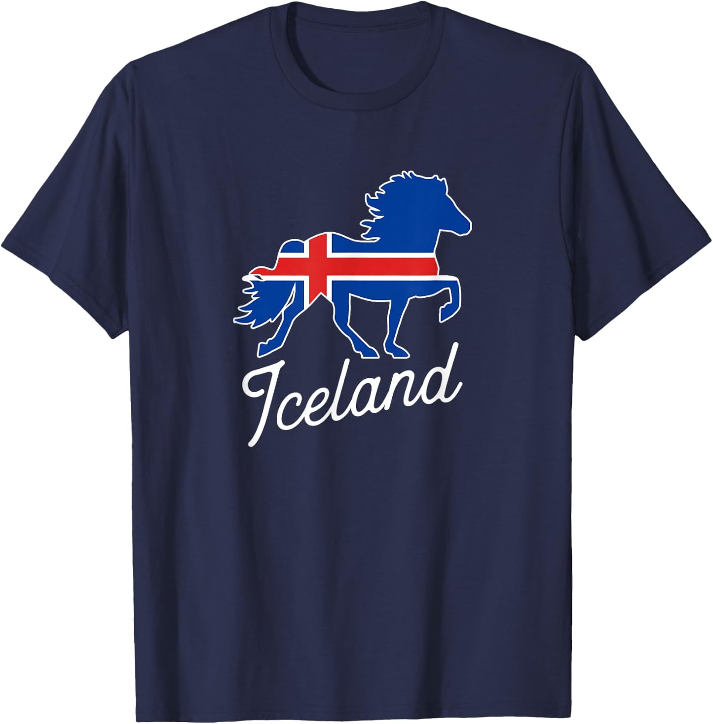 Flag of Iceland Shirt with Horse T-Shirt - T-Shirt | Navy