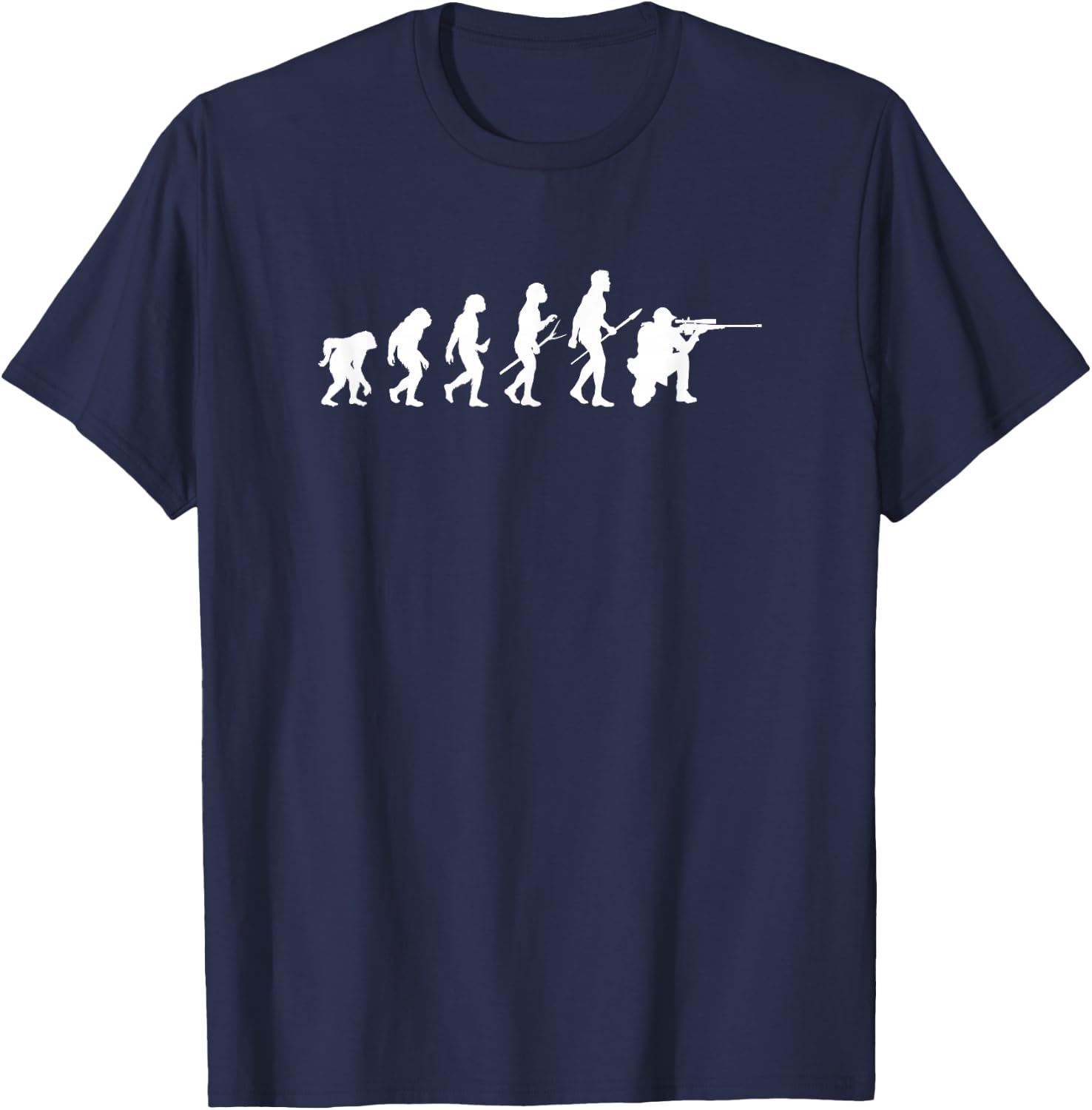 Human Evolution Long Range Shooter Long Range Shooting T-Shirt - T-Shirt | Navy