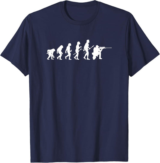 Human Evolution Long Range Shooter Long Range Shooting T-Shirt - T-Shirt | Navy