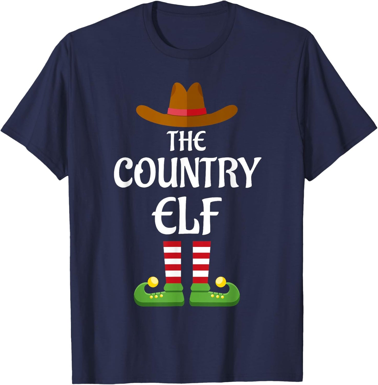 Country Elf Family Matching Group Christmas Cowboy T-Shirt - T-Shirt | Navy