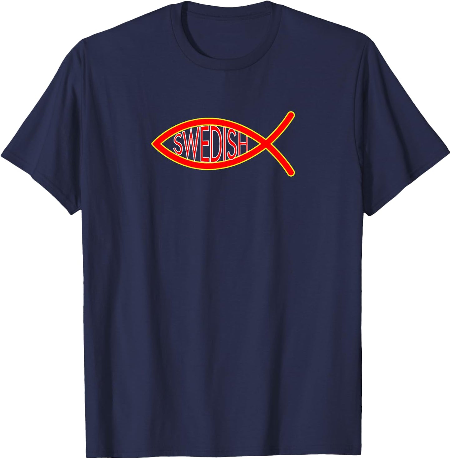 Sweden Shirt - Swedish Christian Fish Symbol T-Shirt - T-Shirt | Navy