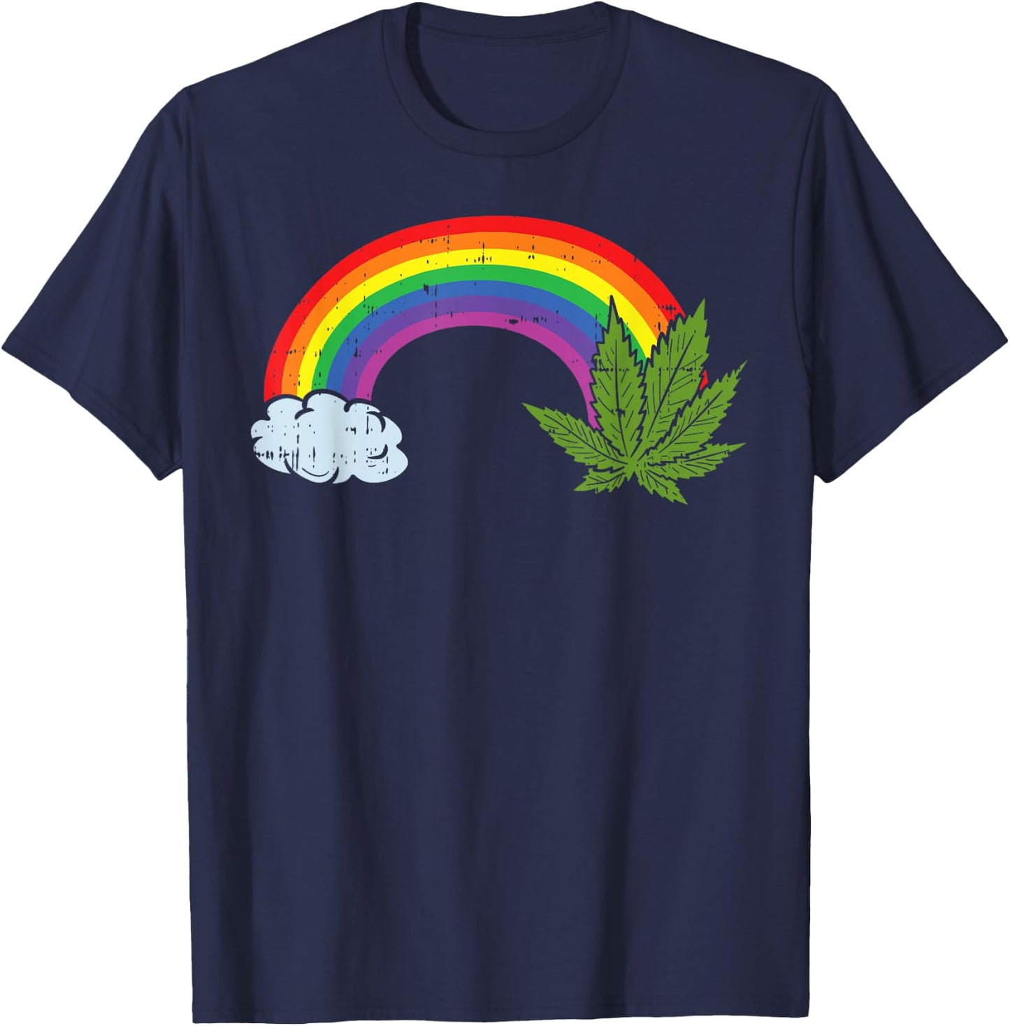 Rainbow Weed Cannabis Marijuana 420 Pot Smoker Stoner Gift T-Shirt - T-Shirt | Navy