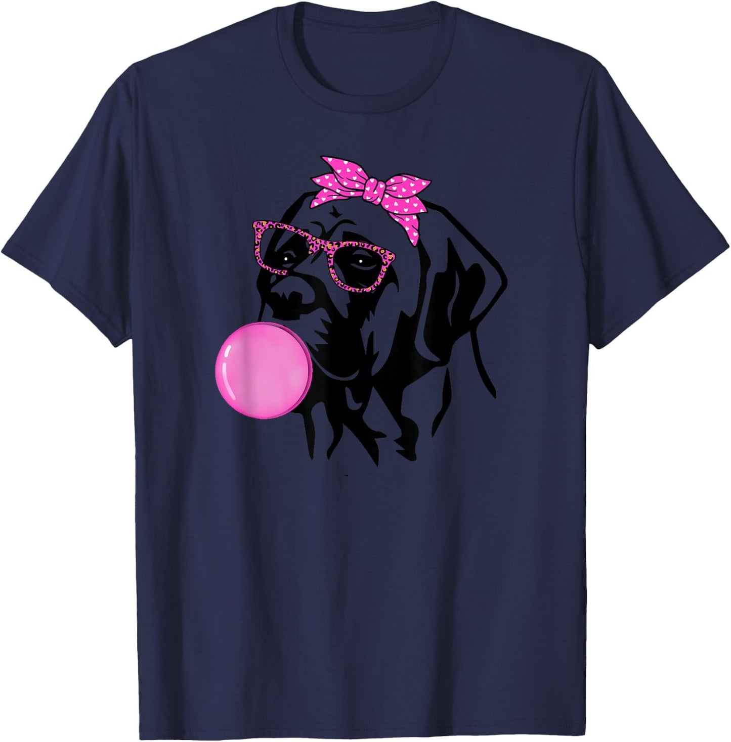 English Mastiff dog with bubble gum bandana glasses T-Shirt - T-Shirt | Navy