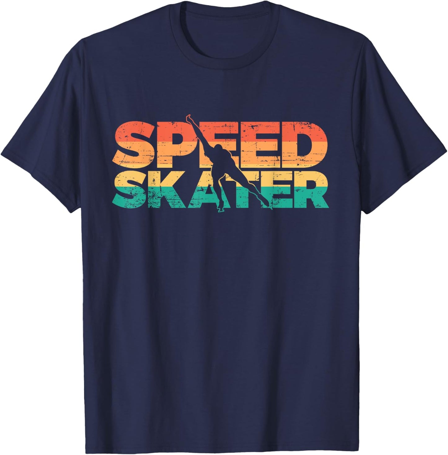 Retro Speed Skater Ice Skating T-Shirt - T-Shirt | Navy