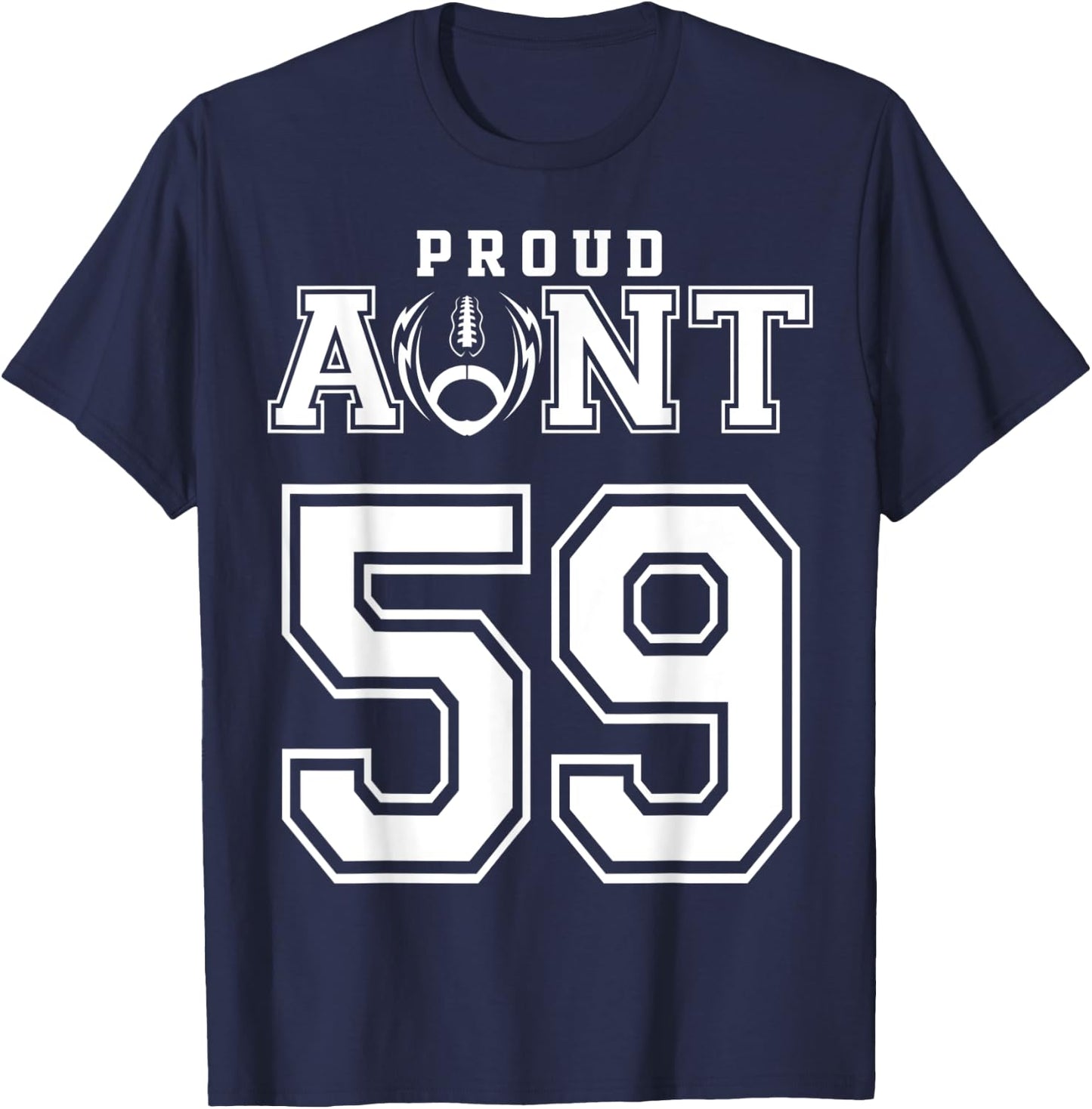 Custom Proud Football Aunt Number 59 Personalized T-Shirt - T-Shirt | Navy