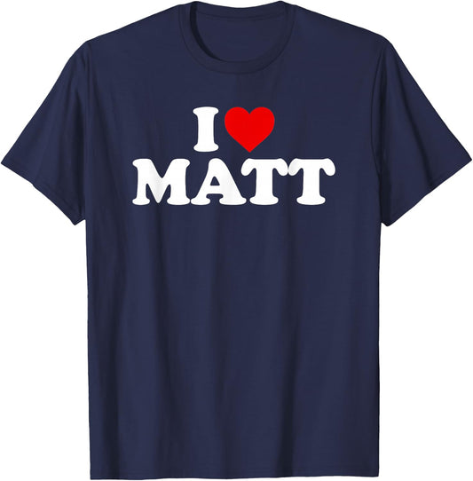 I Love Matt - Heart T-Shirt - T-Shirt | Navy