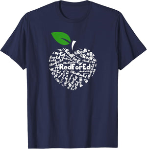 Teacher Shirt Red for Ed Teacher Protest Shirt Women Kids T-Shirt - T-Shirt | Navy
