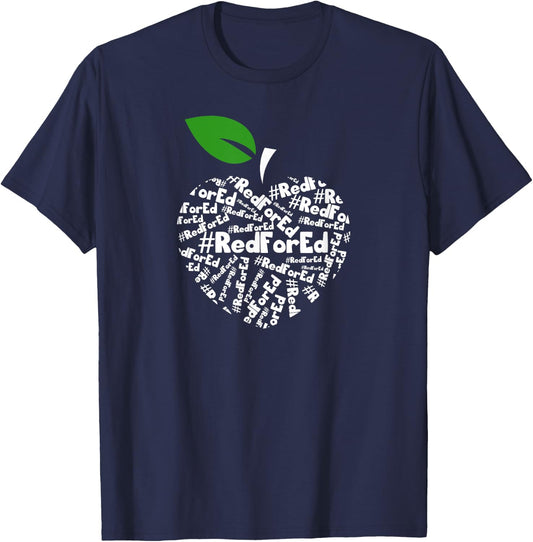 Teacher Shirt Red for Ed Teacher Protest Shirt Women Kids T-Shirt - T-Shirt | Navy