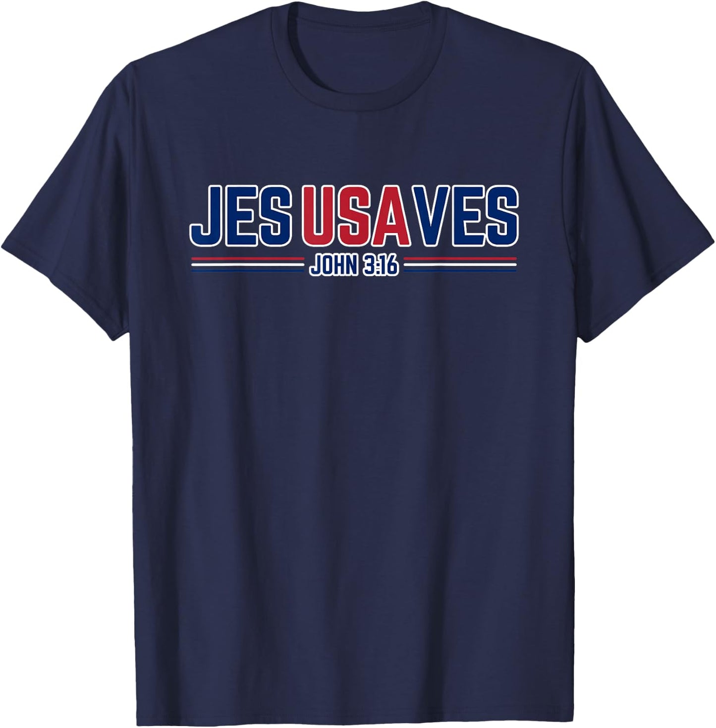 Jesus Saves USA - Christian Patriotic JesUSAves T-Shirt - T-Shirt | Navy