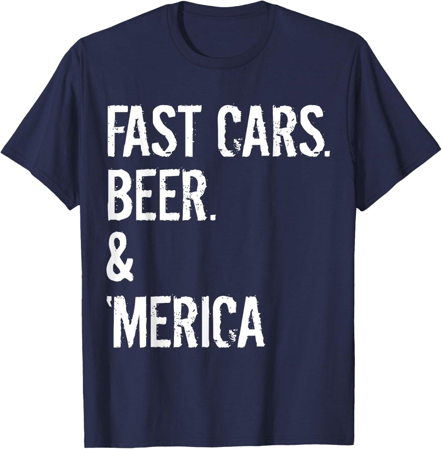 Classic Car Lover Muscle Car Dad FAST CARS BEER AMERICA T-Shirt - T-Shirt | Navy