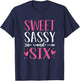 Hearts Sweet Sassy and Six 6 Years Old 6th Birthday Girls T-Shirt - T-Shirt | Navy