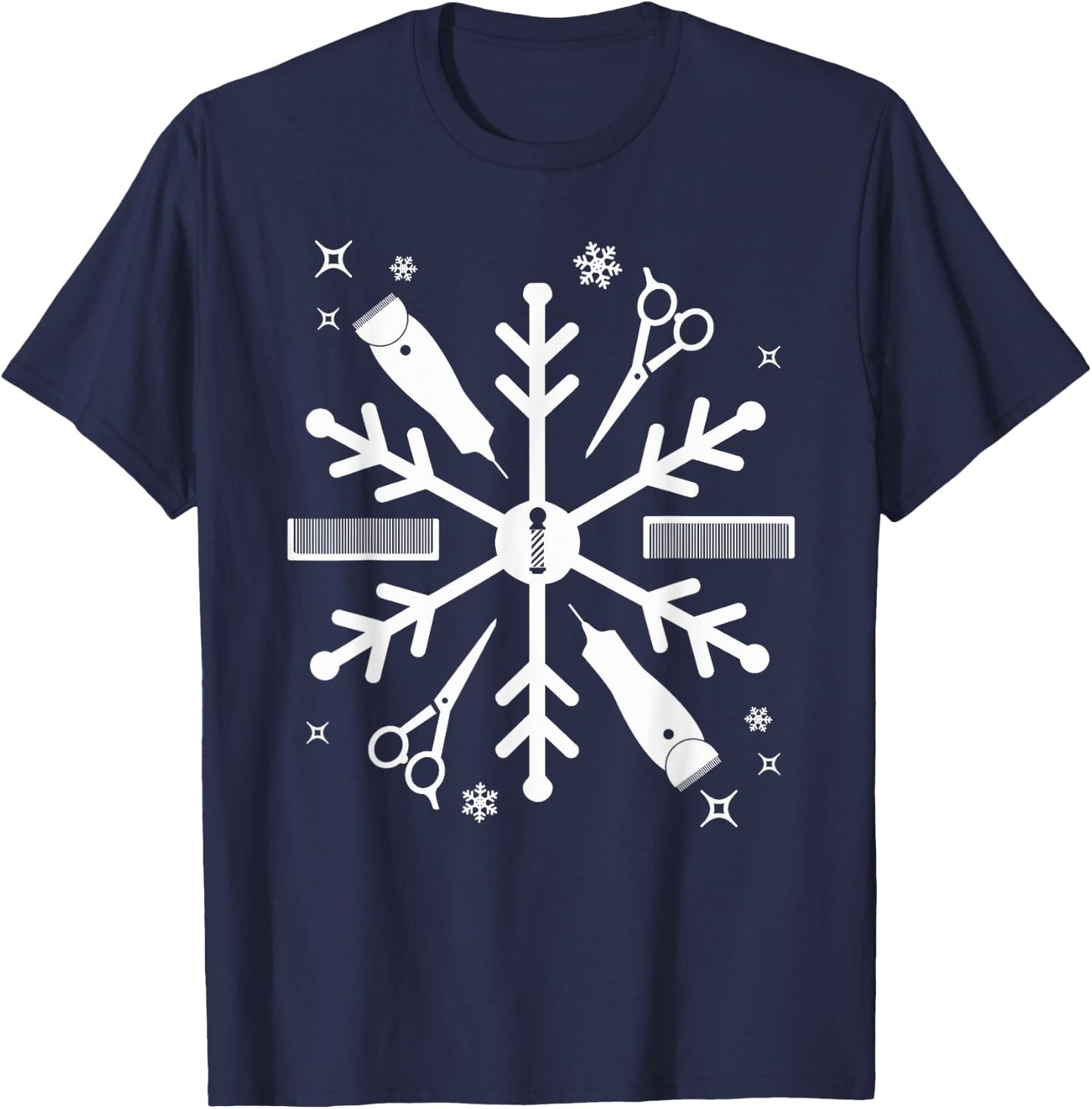 Funny Barber Shirt Christmas Snowflake Hair Stylist T-Shirt - T-Shirt | Navy