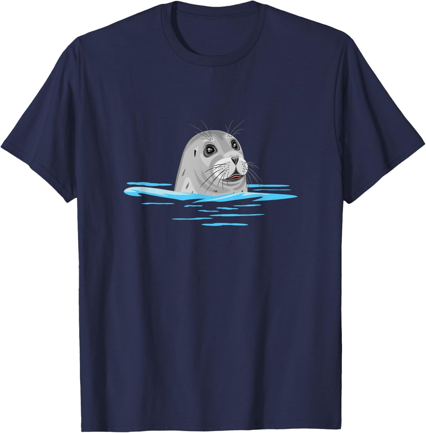 Cute floating seal. Seal in the sea T-Shirt - T-Shirt | Navy