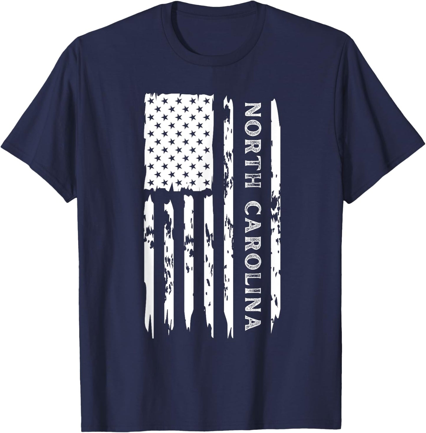 I Love North Carolina NC State City American Flag 4th July T-Shirt - T-Shirt | Navy
