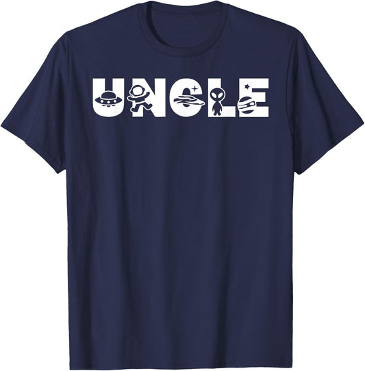 Funny Uncle Space Astronaut Birthday Party T-Shirt - T-Shirt | Navy