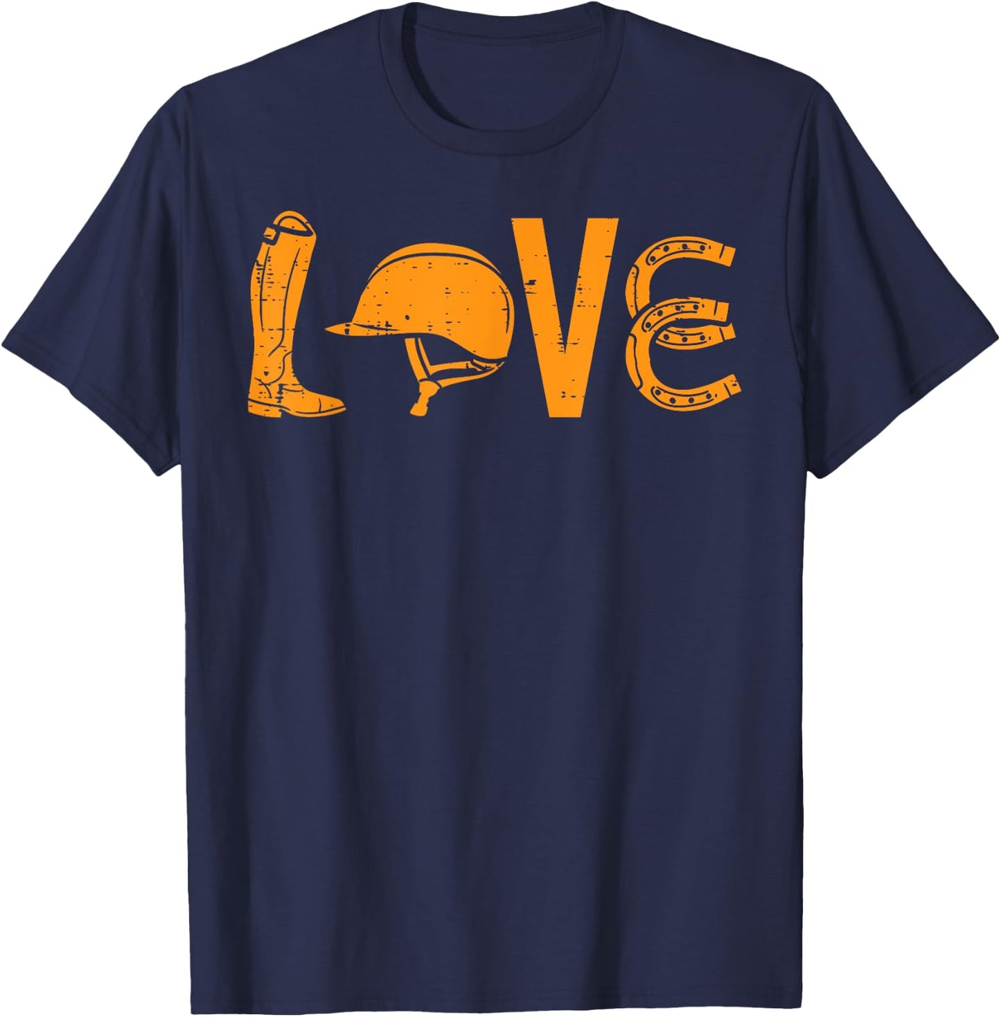 Boots Helmet Horseshoe Love Riding Horse Lover Equestrian T-Shirt - T-Shirt | Navy
