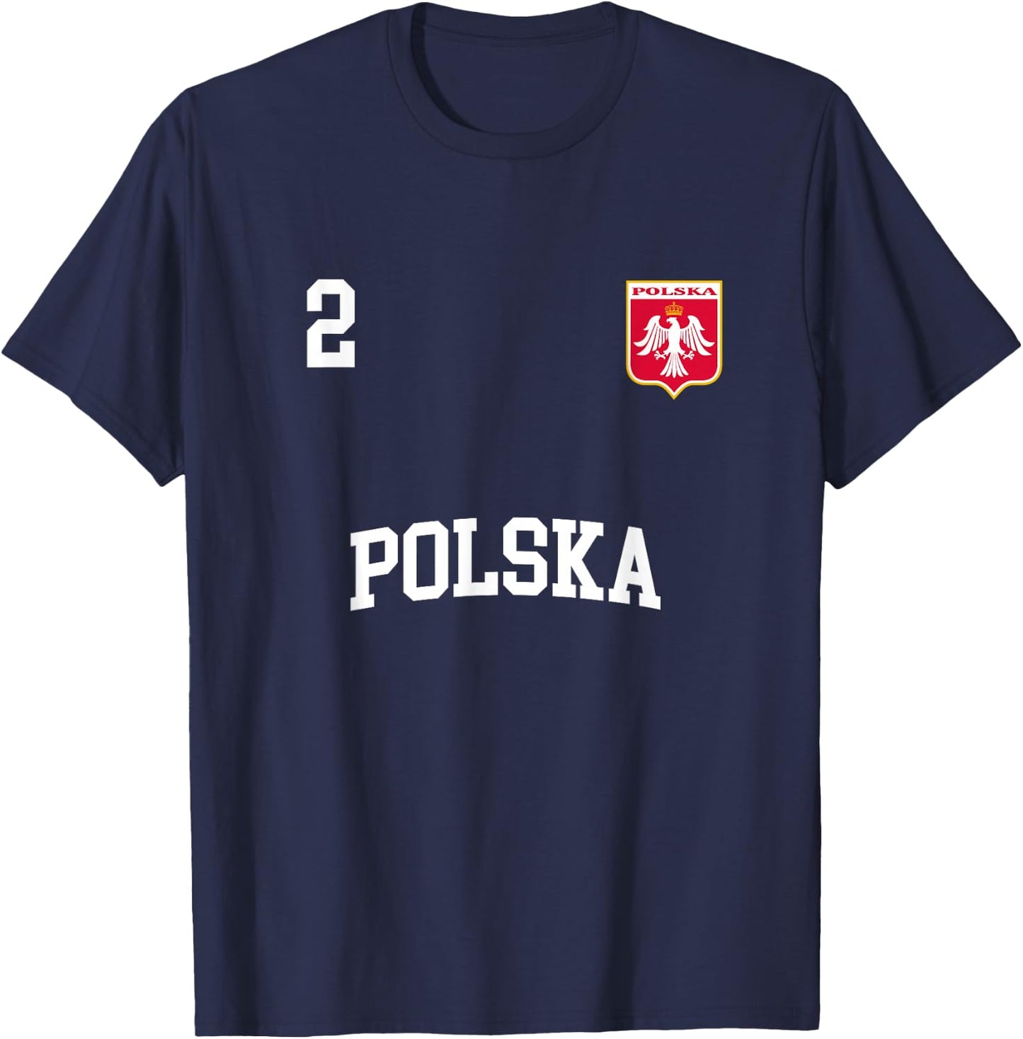 Poland Team Sports Number 2 Soccer Polish Flag T-Shirt - T-Shirt | Navy