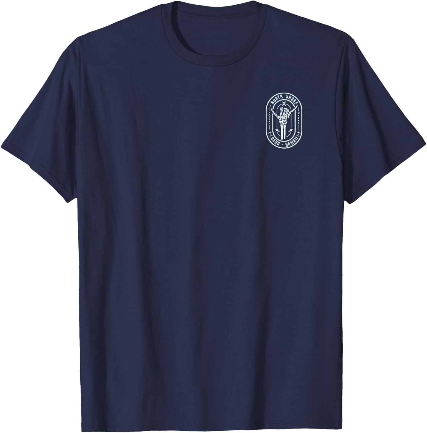Left Chest & Back print - Shaka Oahu Hawaii T-Shirt - T-Shirt | Navy