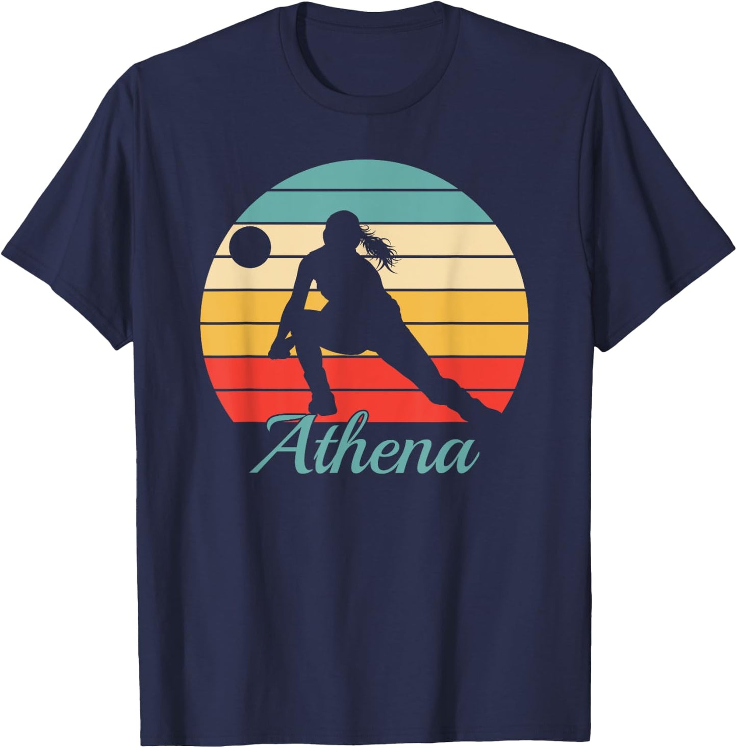Athena Name Gift Personalized Volleyball T-Shirt - T-Shirt | Navy