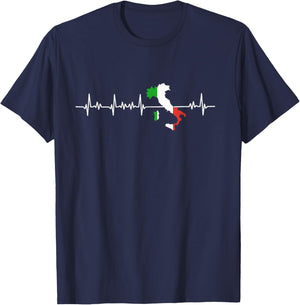 Heartbeat Italy Italian Flag T-Shirt - T-Shirt | Navy