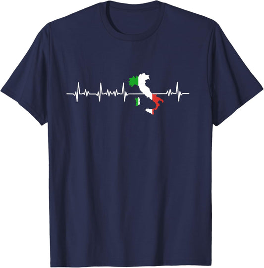 Heartbeat Italy Italian Flag T-Shirt - T-Shirt | Navy
