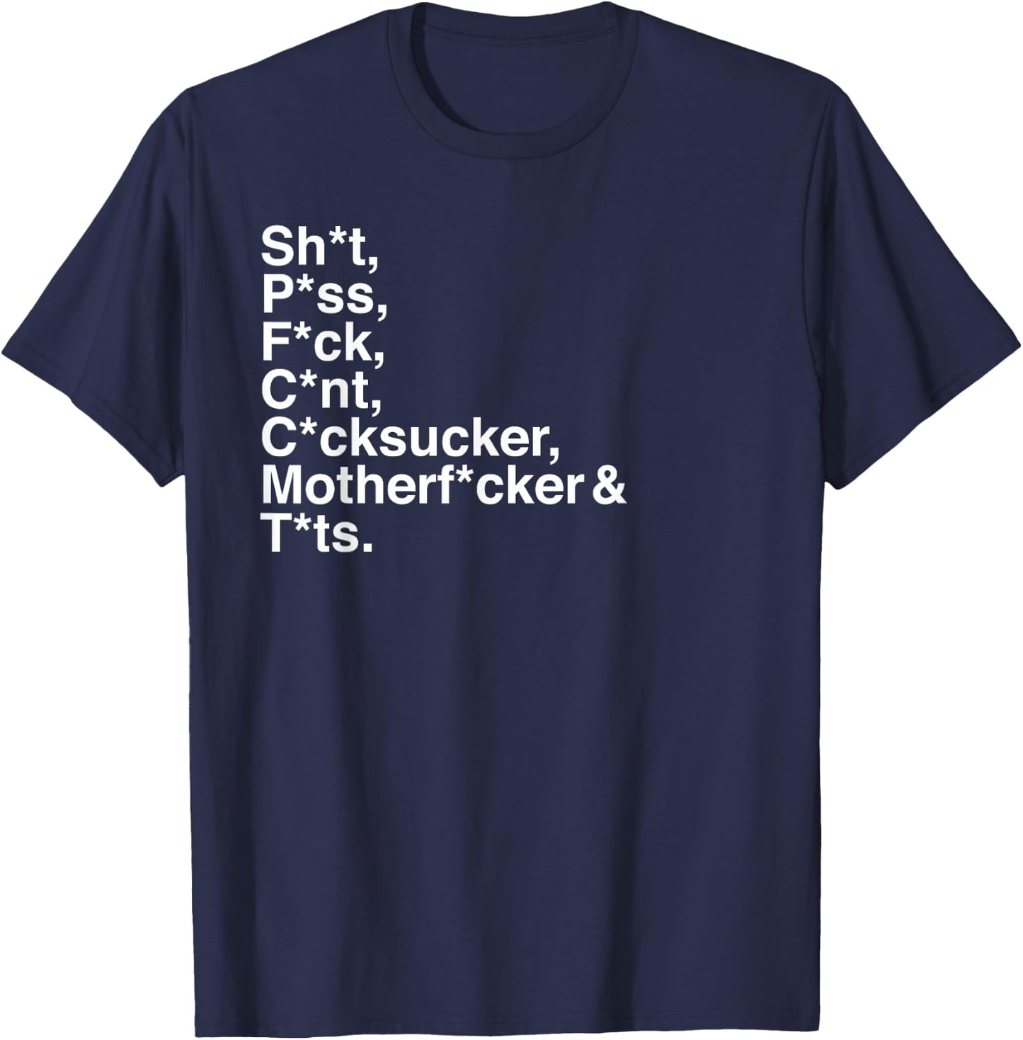 Profanity, Seven Obscene Words, Ironic Censored Helvetica T-Shirt - T-Shirt | Navy