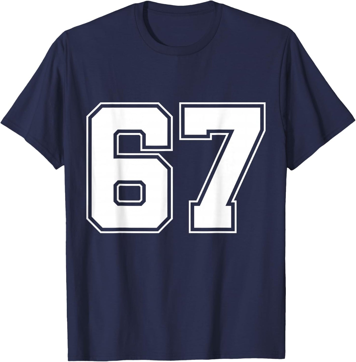 Number 67 Big Bold Capital Varsity Alphabet Monogram T-Shirt - T-Shirt | Navy