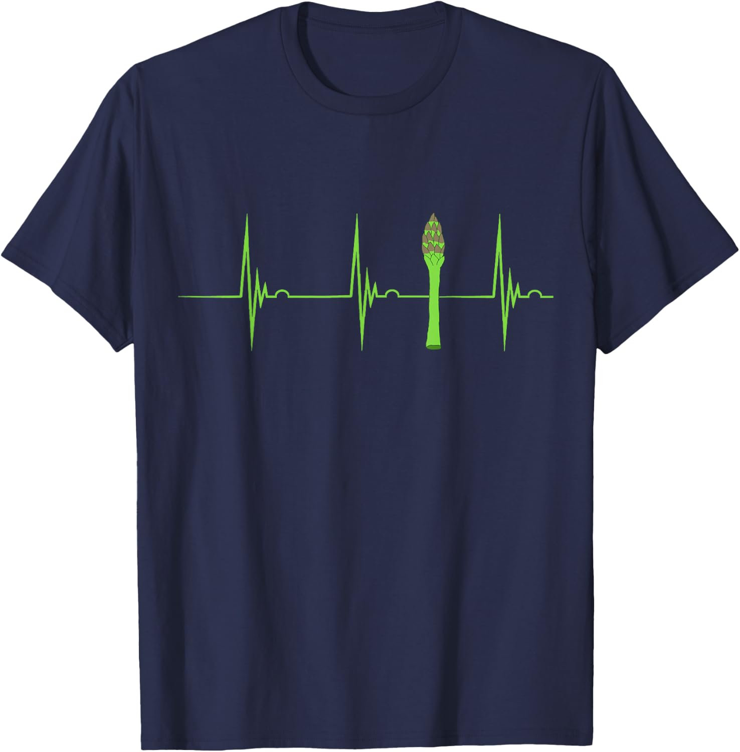 Asparagus Heartbeat EKG Pulse Vegan Food Green Vegetarian T-Shirt - T-Shirt | Navy
