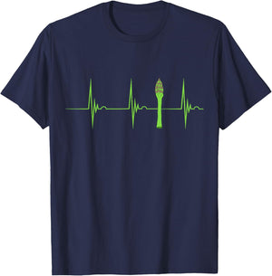 Asparagus Heartbeat EKG Pulse Vegan Food Green Vegetarian T-Shirt - T-Shirt | Navy