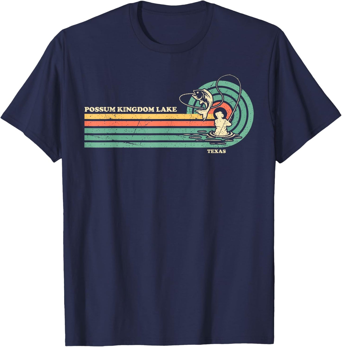 Vintage Retro Summer Fishing Texas Possum Kingdom Lake T-Shirt - T-Shirt | Navy