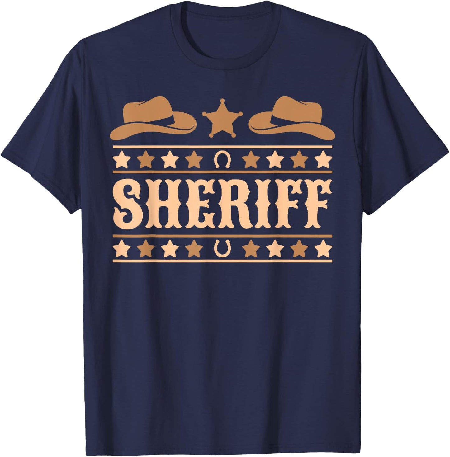 Cowboy Western Outfit Sheriff Costume Men Boys Kids Sheriff T-Shirt - T-Shirt | Navy