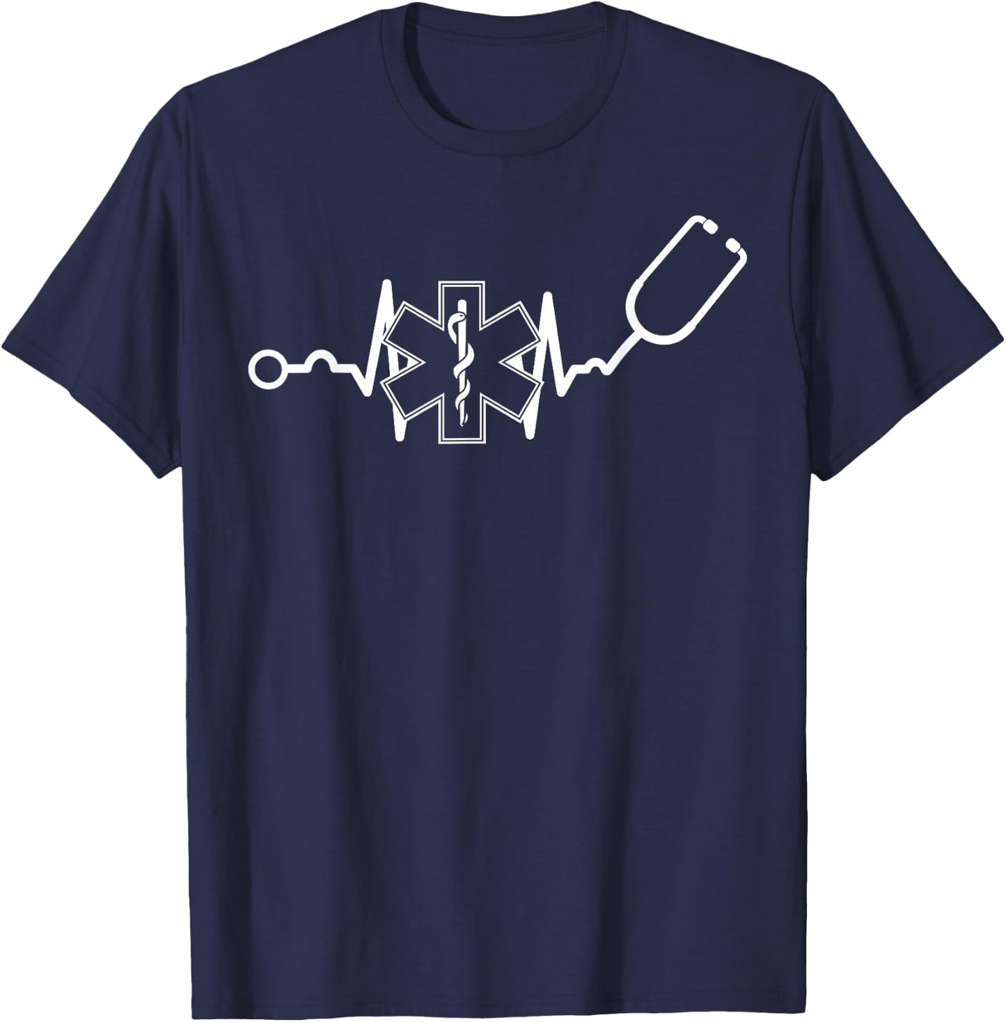 EMT Heartbeat Medical Worker First Responder Health Worker T-Shirt - T-Shirt | Navy