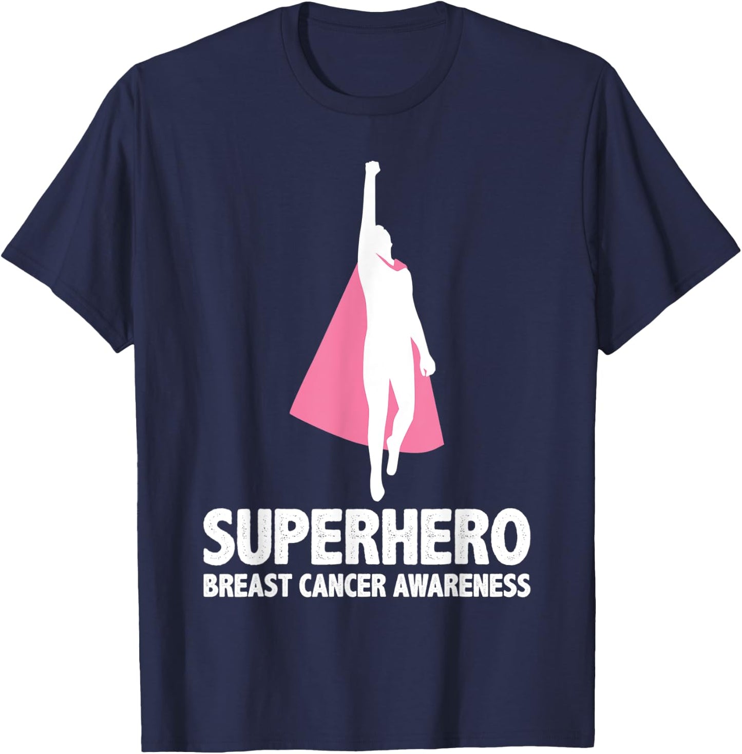 Superhero Men - Breast Cancer Awareness T-Shirt - T-Shirt | Navy