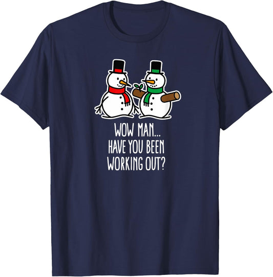 Have you been working out Gym Snowman Bodybuilding Christmas T-Shirt - T-Shirt | Navy