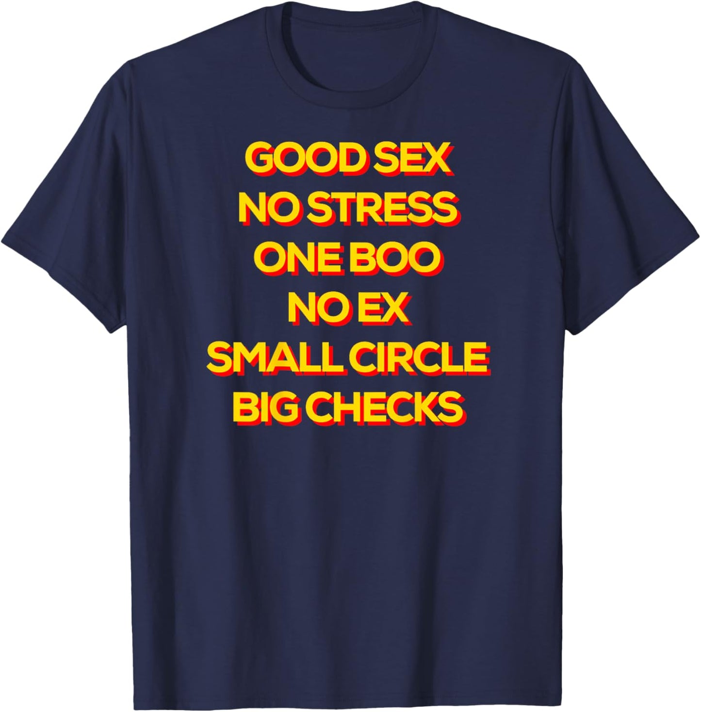Good Sex No Stress One Boo No Ex Small Circle Big Checks T-Shirt - T-Shirt | Navy