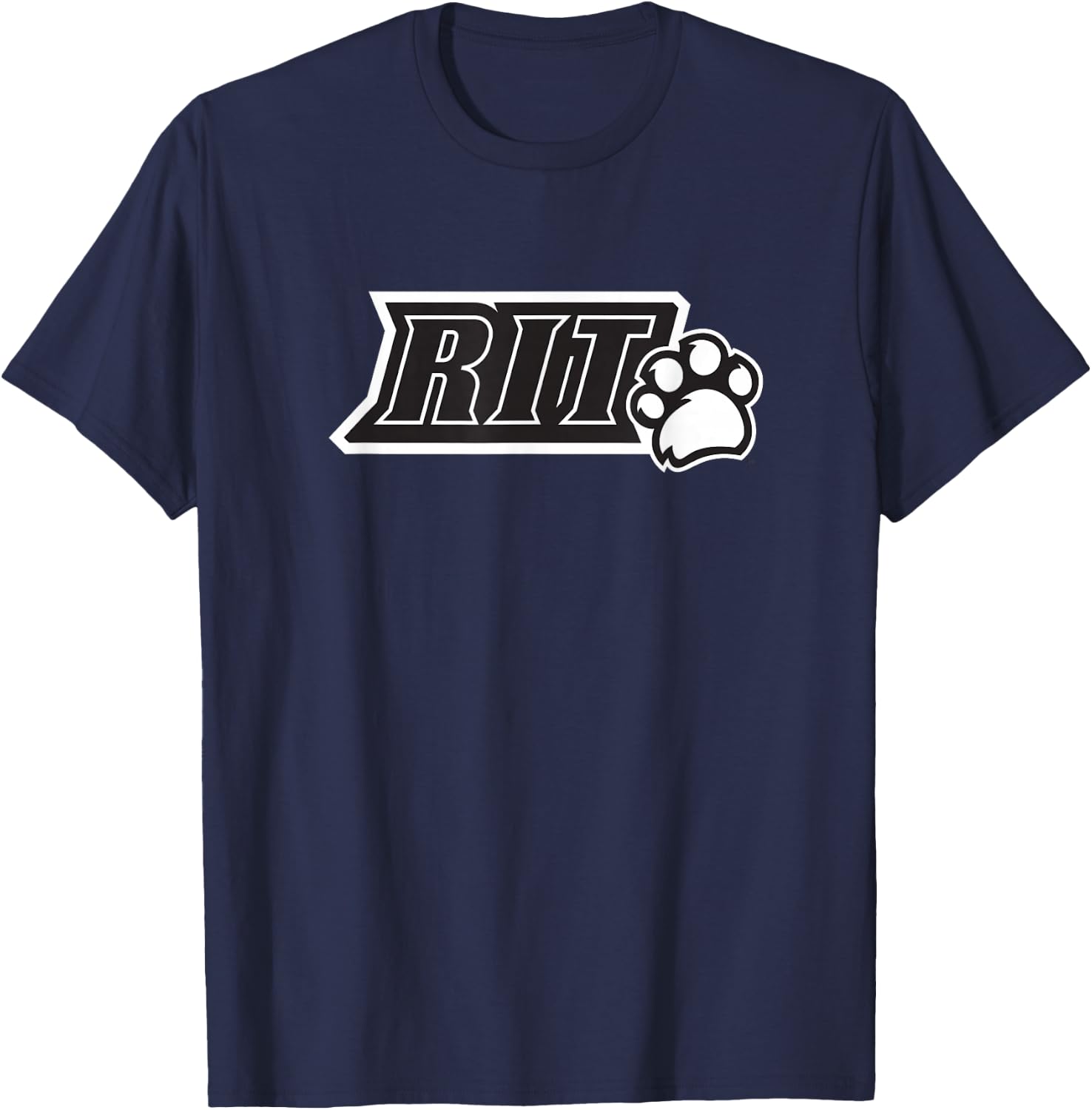 Rochester Institute of Technology RIT Paw B/W Logo T-Shirt - T-Shirt | Navy