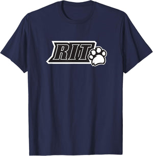 Rochester Institute of Technology RIT Paw B/W Logo T-Shirt - T-Shirt | Navy