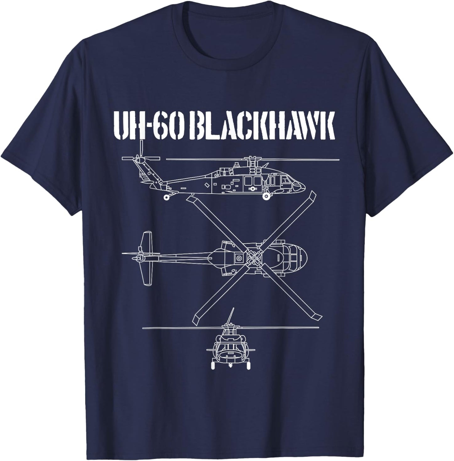 Blackhawk Schematic Military Helicopter UH-60 Blackhawk T-Shirt - T-Shirt | Navy