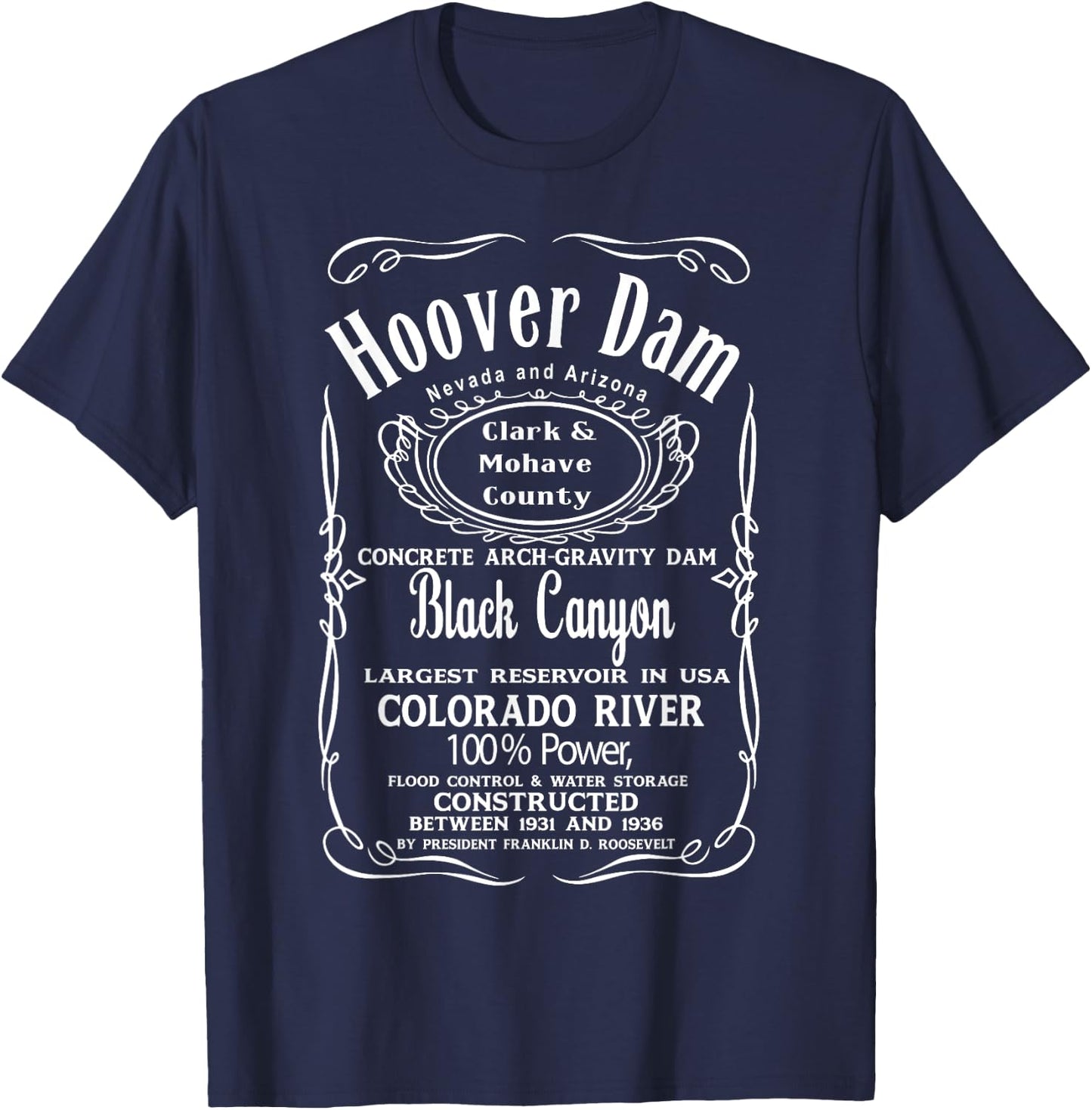 Hoover Dam Nevada Arizona USA United States of America T-Shirt - T-Shirt | Navy